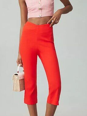 MAEVE structured bombshell bright red flared capri pants
